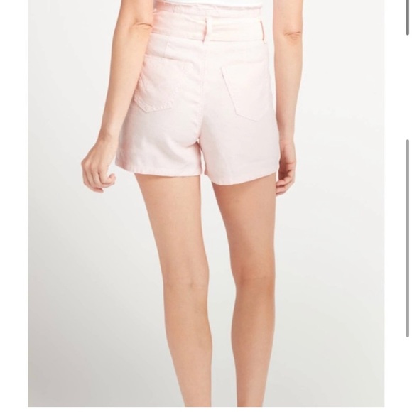 Hudson Jeans High Waisted Paperbag Shorts with Tie Belt Pea Linen Blend Pink 26 - Picture 3 of 14